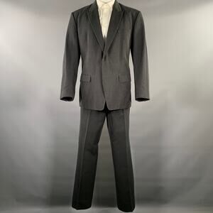 DRIES VAN NOTEN Size 40 Black Grey Pinstripe Linen Blend Suit